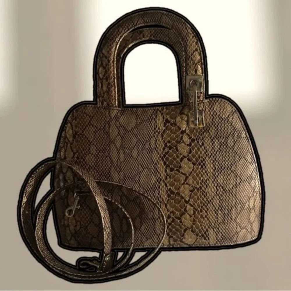 Leather Snake Print Bag Shouder/Hand Straps 12” x 8”